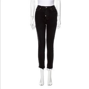 RE/DONE High Rise Skinny Leg Jeans with Fray - Eq to size 27/28